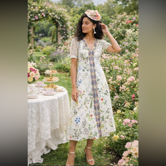 Anthropologie Dresses & Skirts - Geisha Designs NWOT Anthropologie Donna Floral Midi Dress Size S.